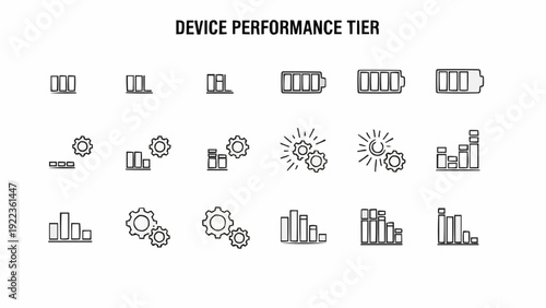 Device performance tier icons set.