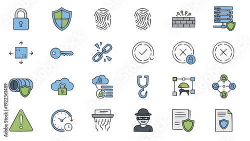 Security icons and protection symbols.