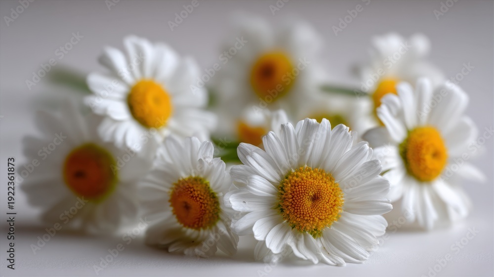 Fototapeta premium Close-up of White Daisies with Yellow Centers