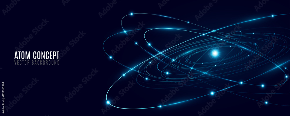Foto Atomic structure concept for scientific research presentation or cover