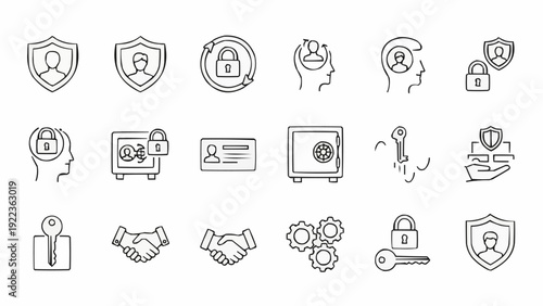 Security icons and protection symbols.
