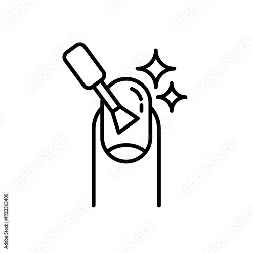 Nail care icon set. lacquer up, manicure for varnish. Nail polish remover. fingernail painting. Nail polishing salon. Nail care label, logo, badge, symbol, line, flat vector, isolated illustration.