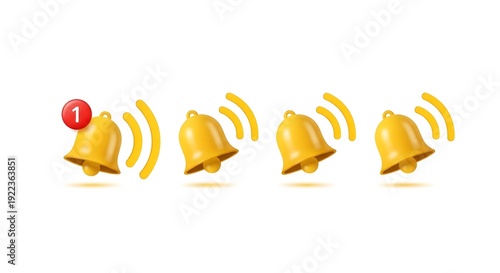 A notification icon with multiple bells ringing and one red alert