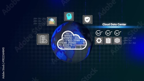 Wallpaper Mural Cloud Data Storage Security Concept with and Binary Code on a Globe Background cloud storage data security Torontodigital.ca