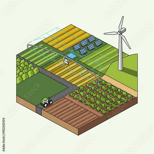 Sustainable Farm with Renewable Energy Sources.