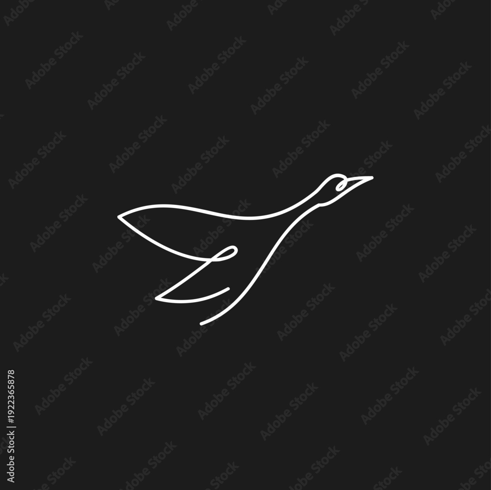 Obraz premium Elegant Flying Bird Minimalist Line Art Logo Design on Black Background