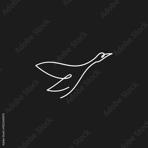 Elegant Flying Bird Minimalist Line Art Logo Design on Black Background