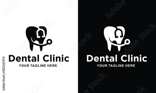 Dental Clinic Logo Design Modern Tooth and Stethoscope Icon.