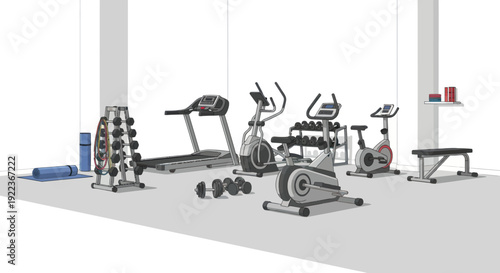 Assortment of Gym Equipment for Fitness and Exercise.