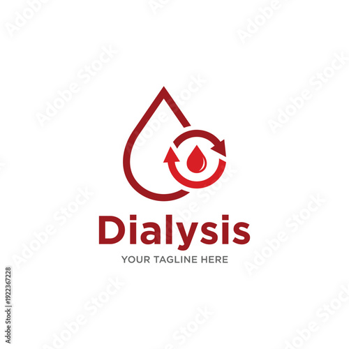 Dialysis Logo Blood Drop and Circular Arrows Symbolizing Kidney Treatment.