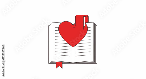 Open Book with Red Heart.