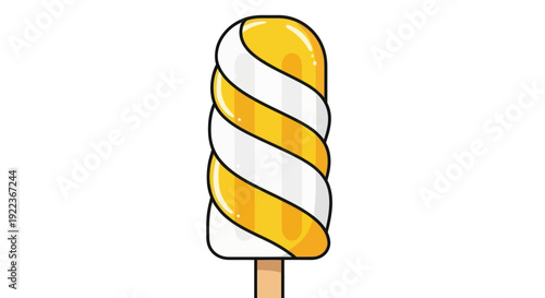 Swirled Yellow and White Ice Pop on a Stick.