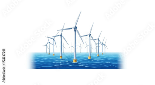 Offshore wind turbines in the ocean.