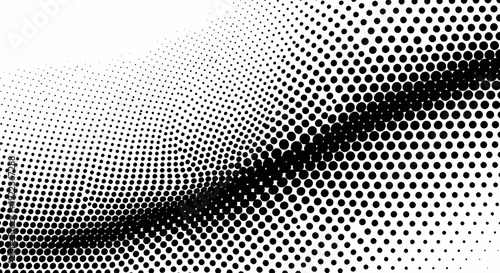 Abstract Black and White Halftone Dot Pattern Wave.