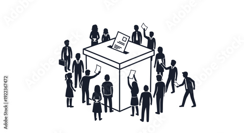 People Voting In A Ballot Box.