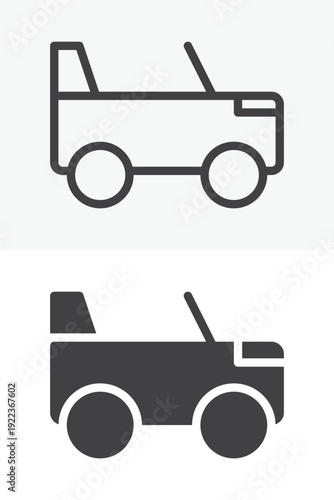 Lunar rover vehicle icon set in line and solid style. Outline and solid vector icon with editable stroke. Space rover sign and symbol for moon exploration icon.