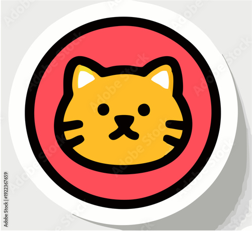 Cartoon Cat Face Closeup Illustration.