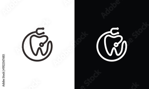 Minimalist Dental Care Logo Design with Stethoscope for Modern Clinic.