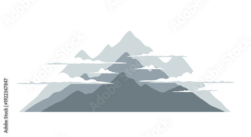 Mountain Range Silhouette Graphic Illustration.