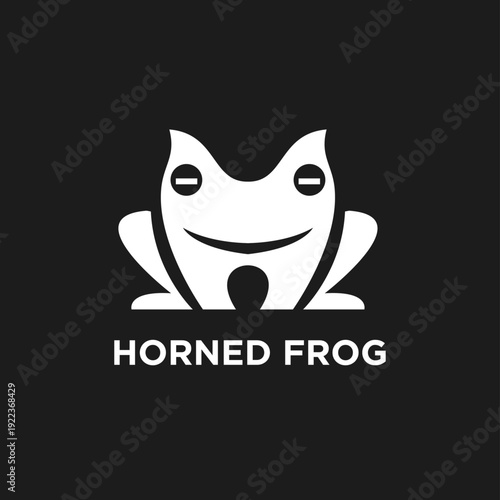 Horned Frog Modern Minimalist Logo Design White on Black Background