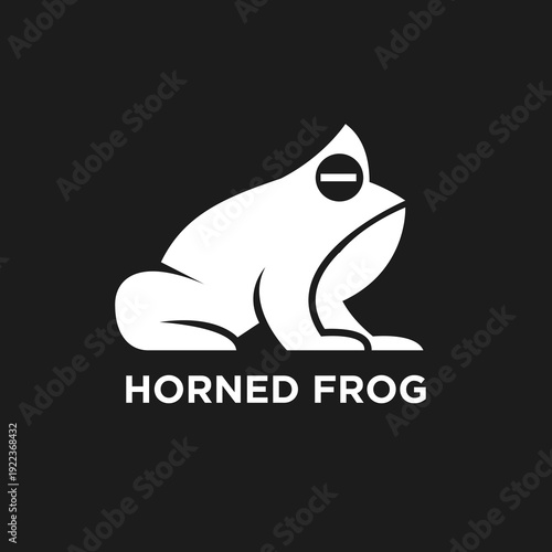 Minimalist White Horned Frog Logo Vector Illustration on Black Background
