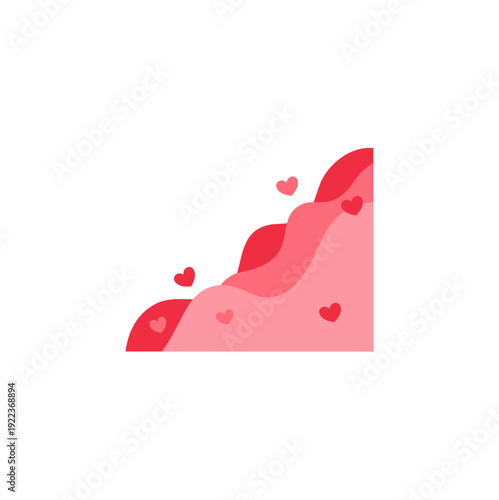 Valentine’s Day Corner Shape Border. Vector illustration.
