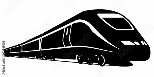 Modern High-Speed Train Silhouette: Sleek Electric Locomotive Vector Art