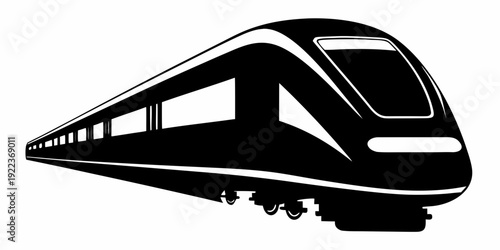 Modern Bullet Train Silhouette: High-Speed Electric Locomotive Vector
