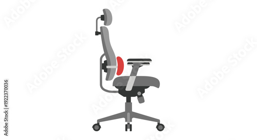 Ergonomic Gray Office Chair with Adjustable Lumbar Support and Headrest.