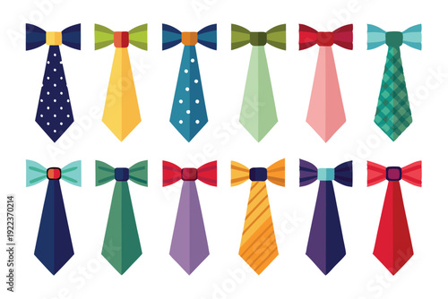 ties and bow ties set vector on white background