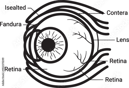 Eye Anatomy Labeled Diagram: Detailed Illustration of Human Eye Structures , Generative Ai