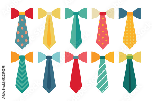 ties and bow ties set vector on white background