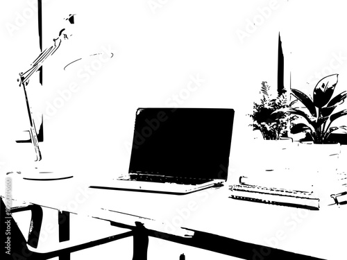 A clean, minimalist workspace featuring an open laptop and tablet on a tidy desk, symbolizing modern digital productivity, remote work efficiency, and focused professional workflow in a contemporary o