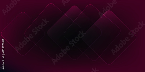 Abstract Dark Maroon Geometric Background With Overlapping Rounded Diamond Shapes And Neon Glow