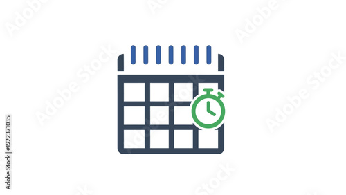 Calendar Icon with Stopwatch Time Management.