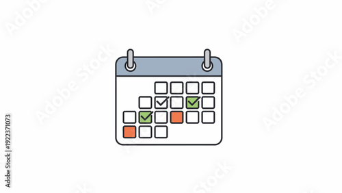 Calendar with checked boxes and dates.