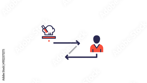 Businessman receiving files from computer.