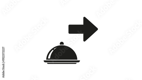 Cloche with right pointing black arrow.