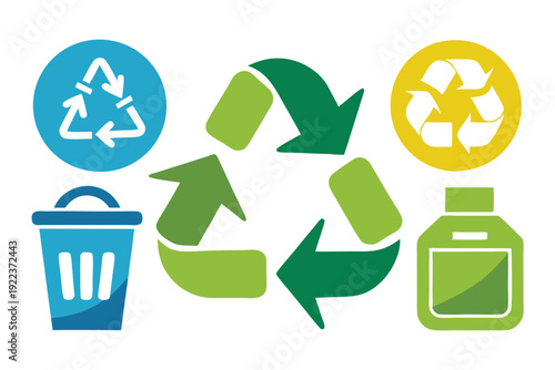 recycling icon set vector on white background