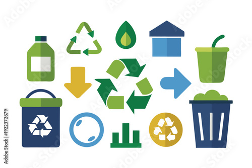 recycling icon set vector on white background