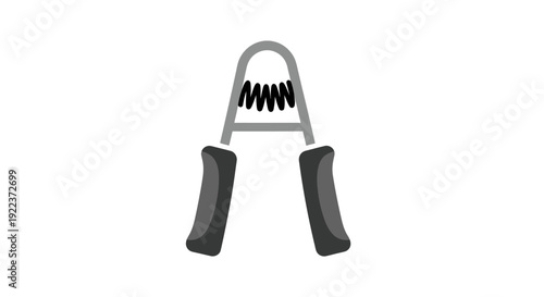 Gray hand gripper exerciser with black handles for strength training and fitness.
