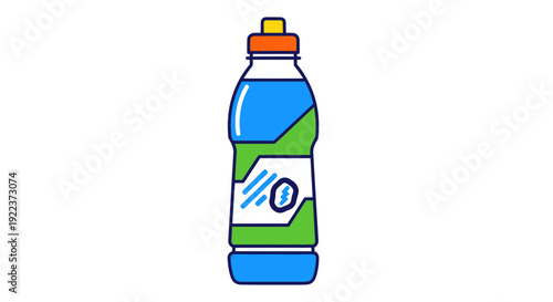Colorful Plastic Bottle with Blue and Green Liquid.