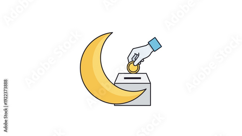 Hand putting ballot into box with moon.