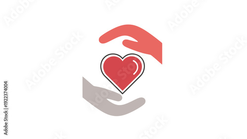 Hands Holding Heart Symbol Charity Support.