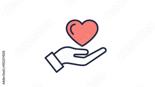 Hand holding a red heart symbol.