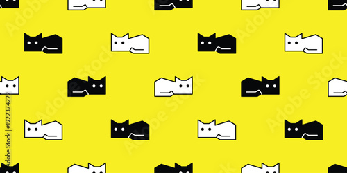 cat seamless pattern tangram geography Brick kitten calico cartoon  doodle pet animal illustration