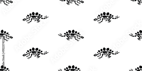 dinosaur fossil seamless pattern stegosaurus triceratops horridus t-rex Tyrannosaurus rex skeleton bone cartoon vector doodle illustration wrapping paper tile background repeat wallpaper scarf isolate