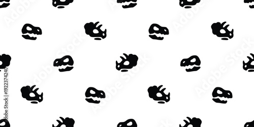 dinosaur fossil seamless pattern triceratops horridus t-rex Tyrannosaurus rex skeleton bone cartoon vector doodle illustration wrapping paper tile background repeat wallpaper scarf isolated design