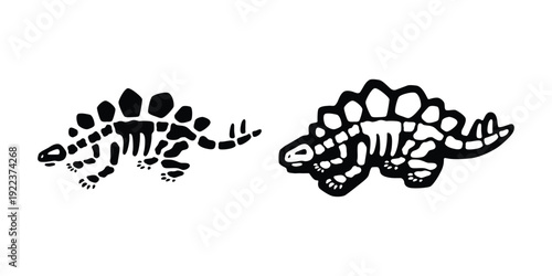 dinosaur vector stegosaurus fossil icon triceratops horridus skeleton bone skull cartoon character doodle illustration logo isolated design
