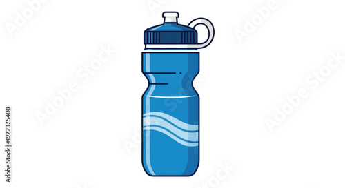 Blue Plastic Water Bottle with White Accents and Handle.